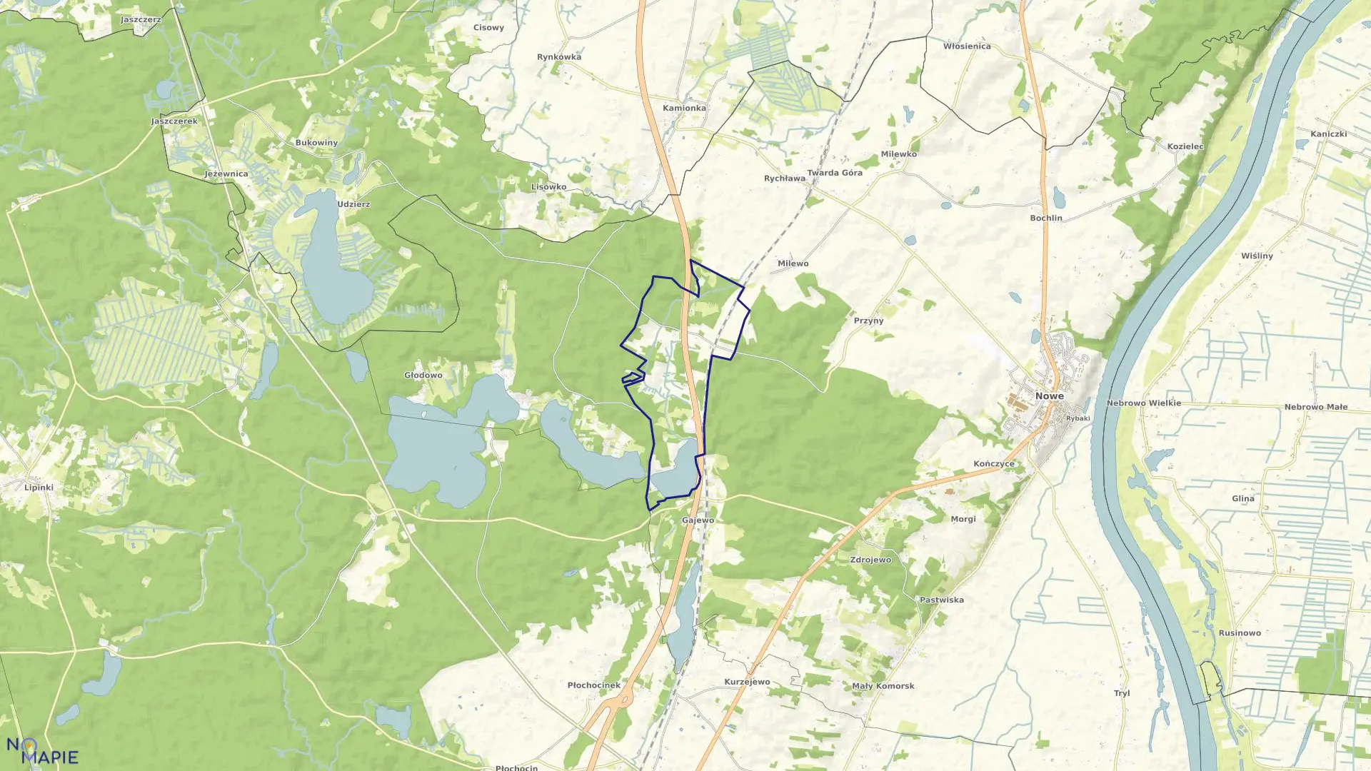 Mapa obrębu Gajewo Zabudowania w gminie Nowe